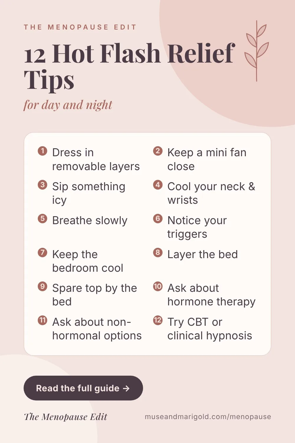 Pin graphic with 12 hot flash relief tips